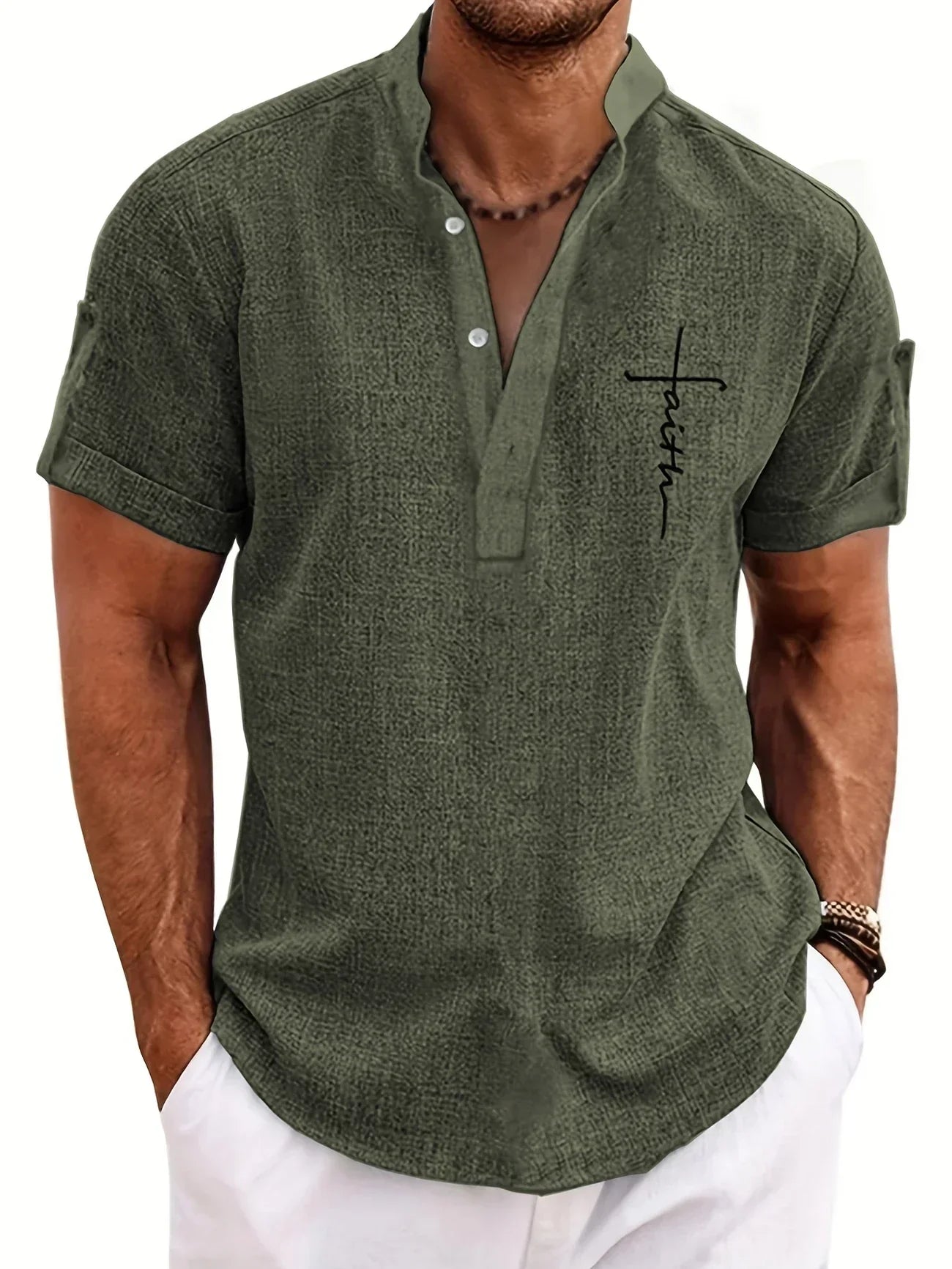 Hayes™ Elegant Short-Sleeve High-Collar Shirt