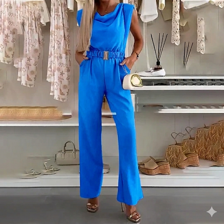 סרבל קאיה™ ללא שרוולים עם מחשוף דרפה וכיסים