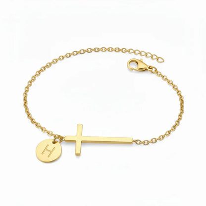 Elodryn™ Initial Sacred Bracelet – Personalized Cross