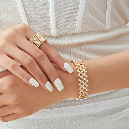 Carys™ Ring and Bracelet Set in Elegant Gold Finish