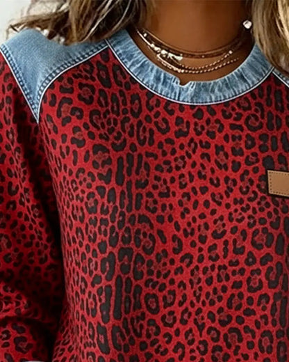 Virezza™ Leopard Patch Denim Sweater