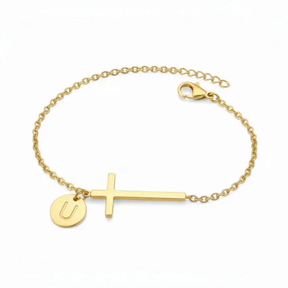Elodryn™ Initial Sacred Bracelet – Personalized Cross