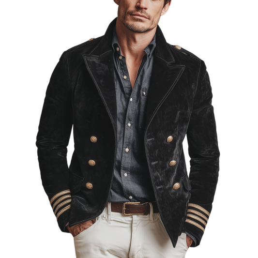 Gravaro™ Vintage Cut Velvet Double-Breasted Jacket