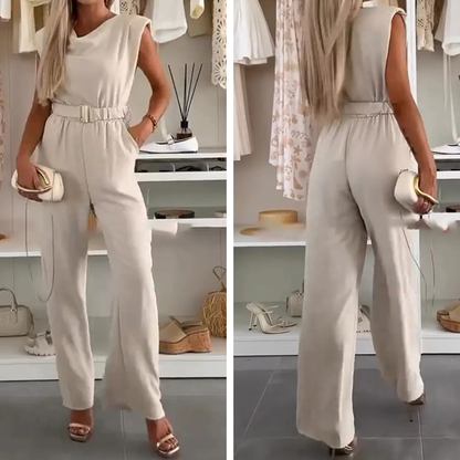 Kaia™ Sleeveless Jumpsuit with Draped Neckline and Pockets