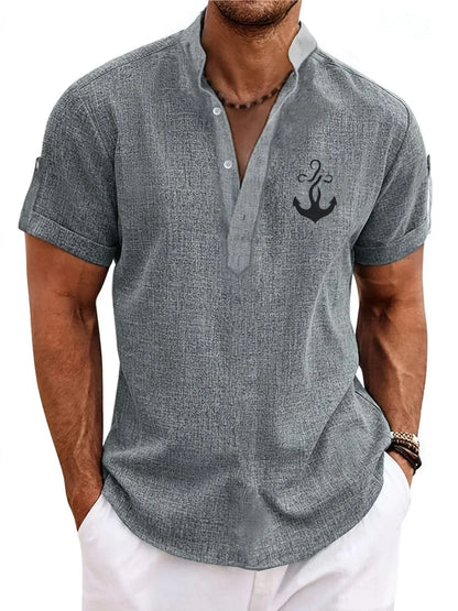 Hayes™ Elegant Short-Sleeve High-Collar Shirt