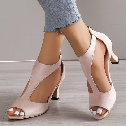 Alouettea™ Curved Side Cut Peep Toe Heels