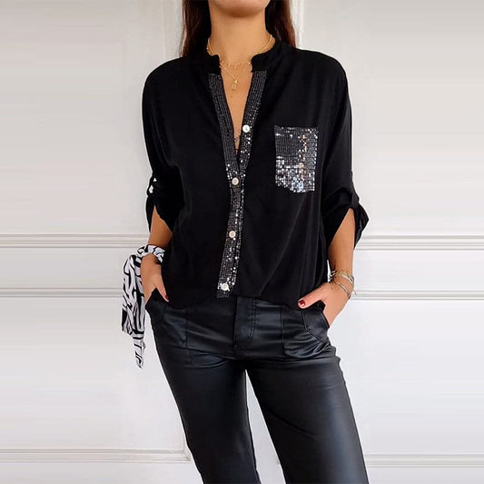 Hadley™ Top Casual Patchwork with Shiny Sequins