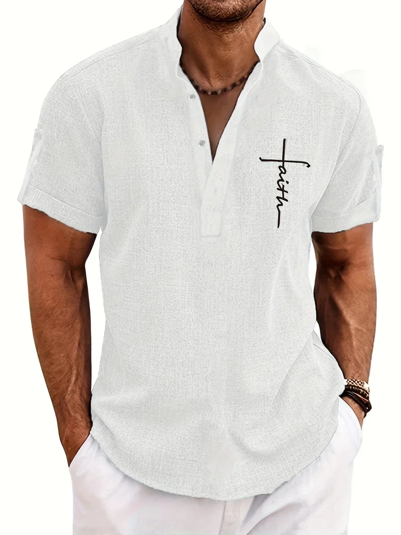 Hayes™ Elegant Short-Sleeve High-Collar Shirt