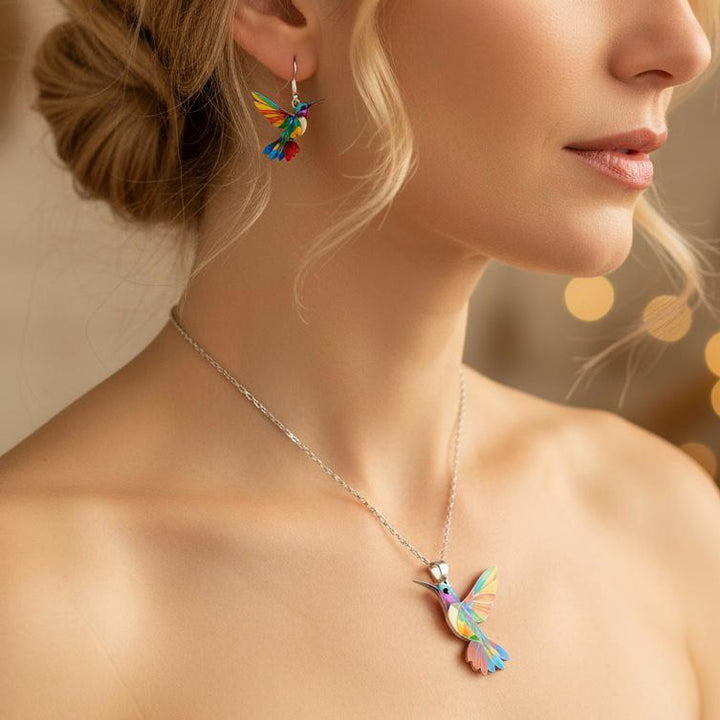 קולר יונק דבש Vaila™ Rainbow + עגילים תואמים מתנה