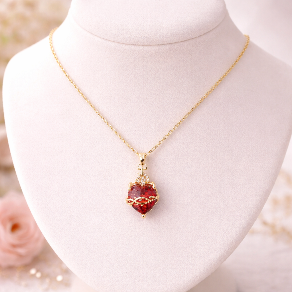 Aurelienna™ Sacred Heart of Jesus Necklace with Gold Plating