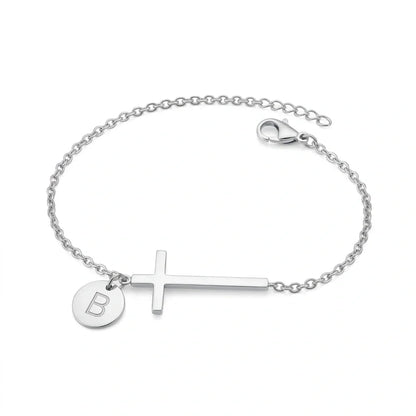 Elodryn™ Initial Sacred Bracelet – Personalized Cross