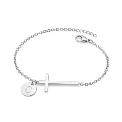 Elodryn™ Initial Sacred Bracelet – Personalized Cross