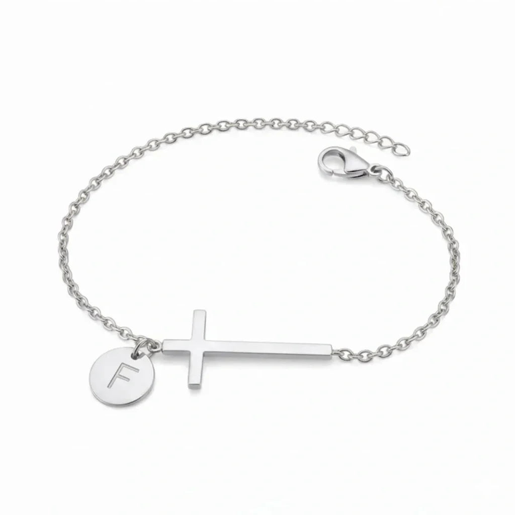 Elodryn™ Initial Sacred Bracelet – Personalized Cross