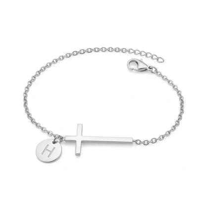 Elodryn™ Initial Sacred Bracelet – Personalized Cross
