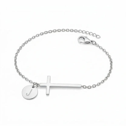 Elodryn™ Initial Sacred Bracelet – Personalized Cross