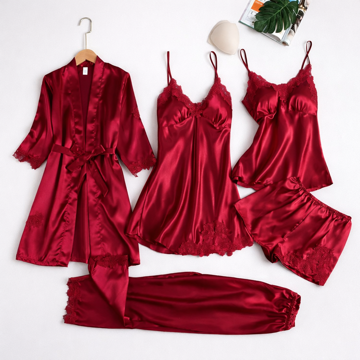 Rosmira™ Luminous Silk Night Set חמישה חלקים