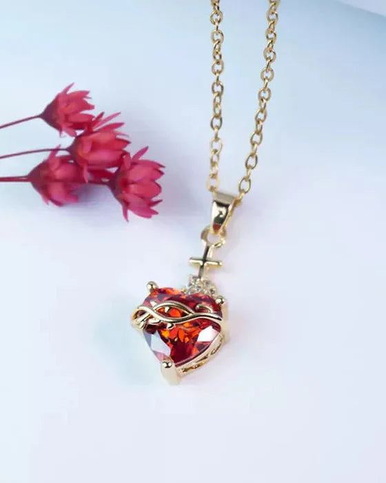 Aurelienna™ Sacred Heart of Jesus Necklace with Gold Plating
