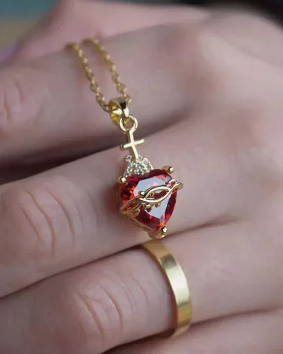 Aurelienna™ Sacred Heart of Jesus Necklace with Gold Plating