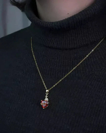 Aurelienna™ Sacred Heart of Jesus Necklace with Gold Plating