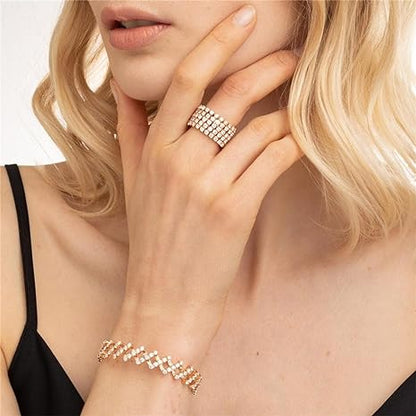 Carys™ Ring and Bracelet Set in Elegant Gold Finish