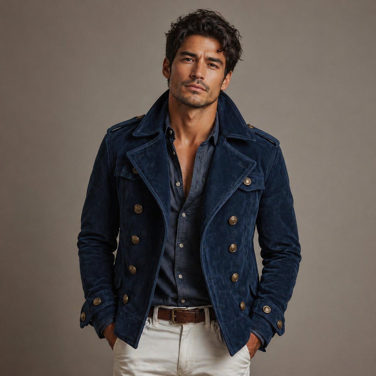 Gravaro™ Vintage Cut Velvet Double-Breasted Jacket