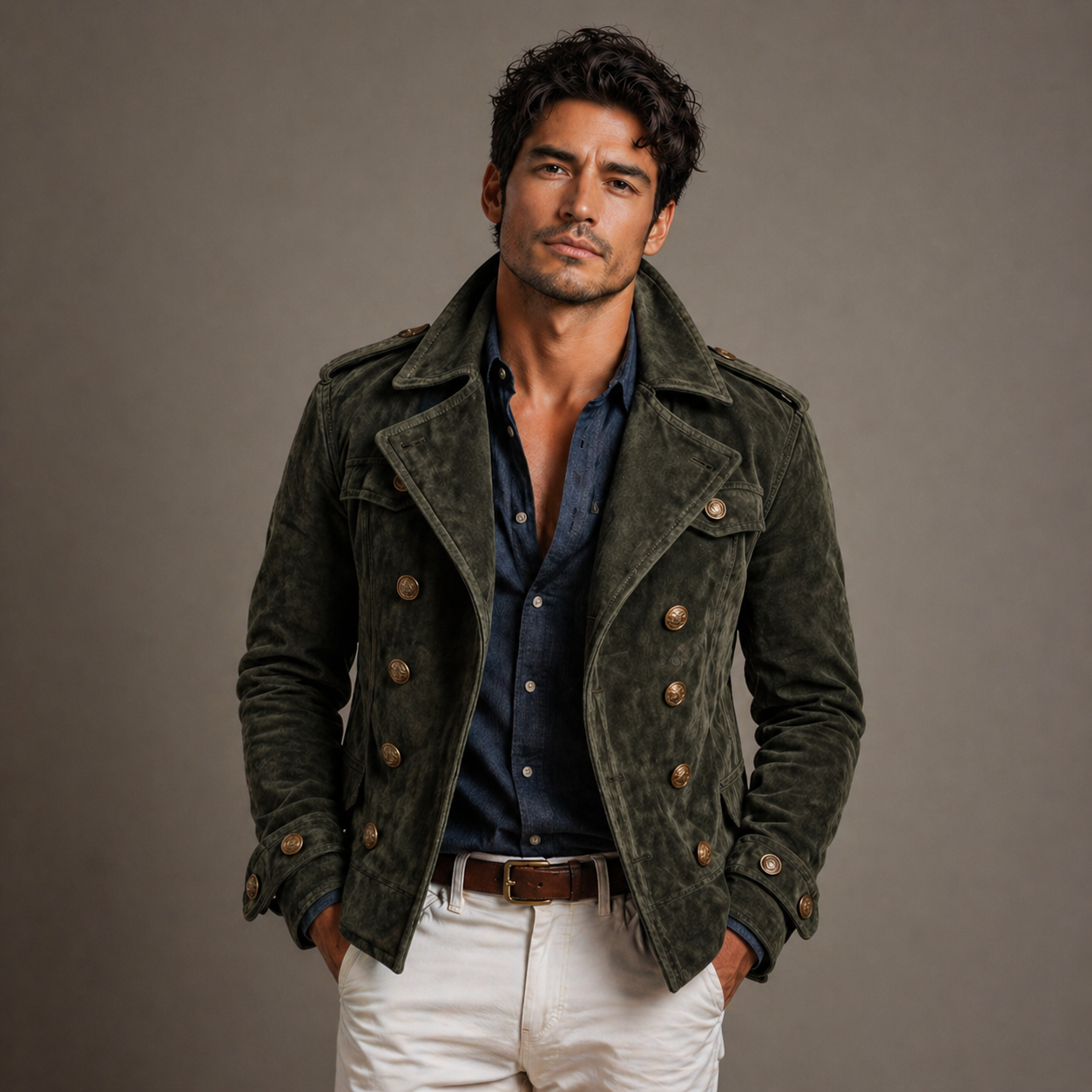 Gravaro™ Vintage Cut Velvet Double-Breasted Jacket