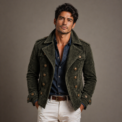 Gravaro™ Vintage Cut Velvet Double-Breasted Jacket