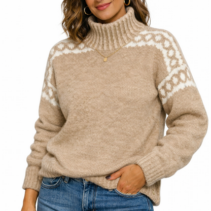 Koreli™ Cozy Sweater with Decorative High Neck