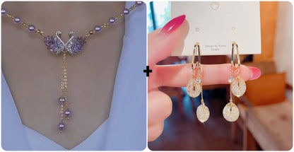 Winslow™ Necklace with Double Swan Pendant in Purple