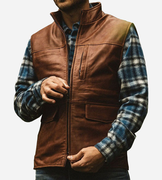 Arvion™ Men's Lambskin Motorcycle Style Vest