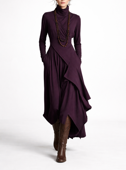 Quellora™ Maxi Dress with Cross Cape