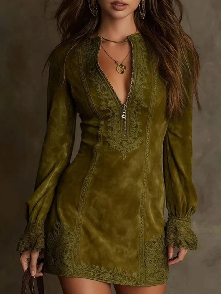 Renata™ Lace and Suede Mini Dress
