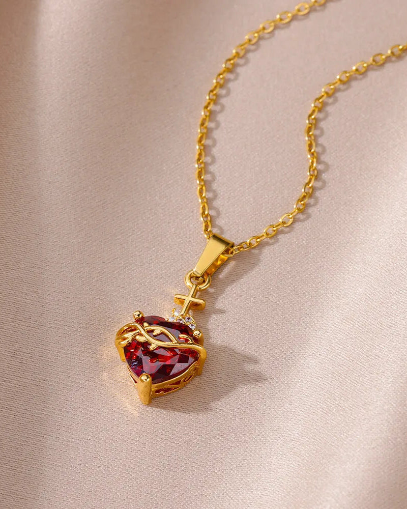 Aurelienna™ Sacred Heart of Jesus Necklace with Gold Plating