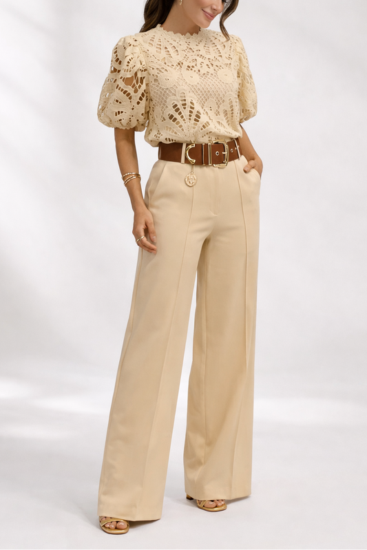 Sireva™ Elegant Blouse and Pants Set with Flowing Fall