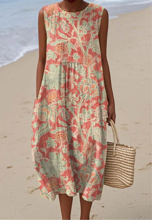 Javiera™ Dress With Vintage Floral Art Print