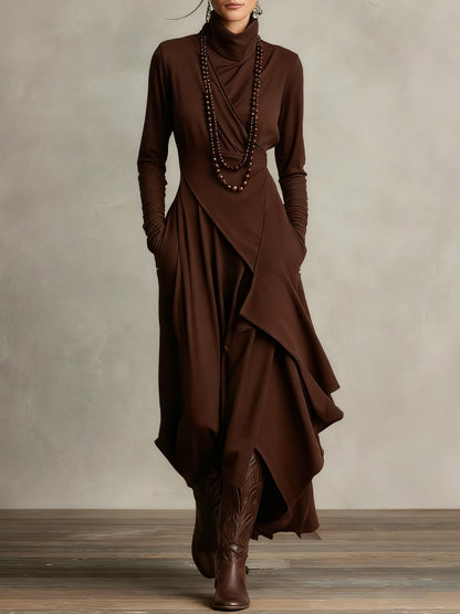 Quellora™ Maxi Dress with Cross Cape