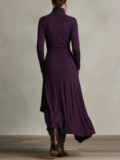 Quellora™ Maxi Dress with Cross Cape