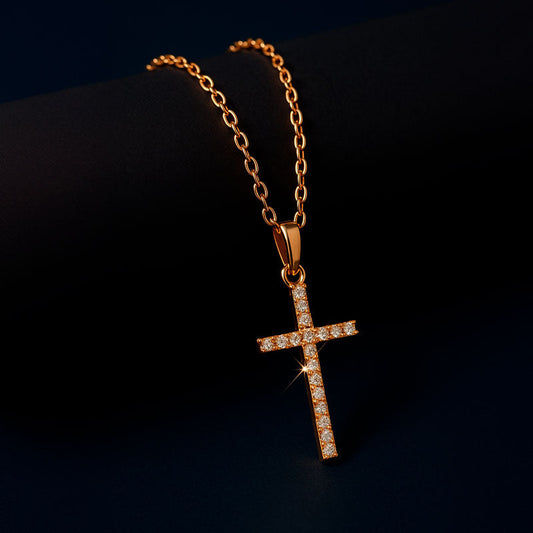 Delphine™ Minimalist Gold Finish Cross Necklace