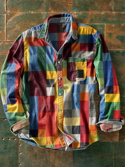 Grant™ Premium Patchwork Shirt – Unique Style and Comfortable Fit.