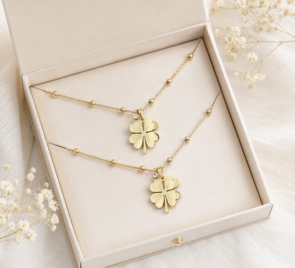 Xyla™ Elegant Gold-Finished Steel Clover Necklace