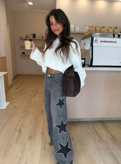 Solmira™ Straight Jeans with Stars in Modern Style for Women