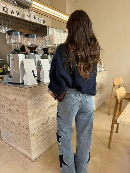 Solmira™ Straight Jeans with Stars in Modern Style for Women