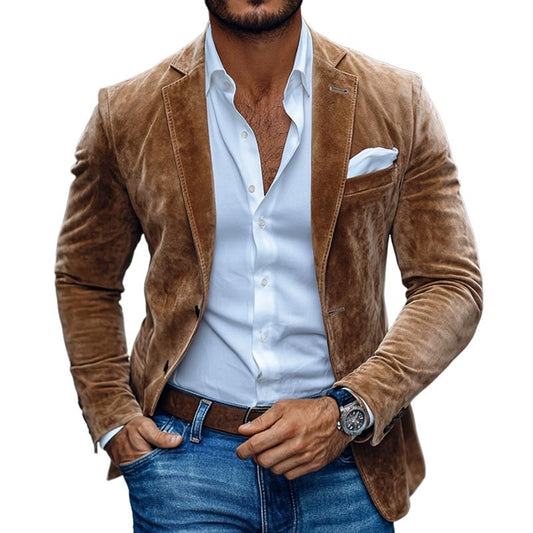 Brontel™ Classic Cut Suede Blazer with Two Buttons
