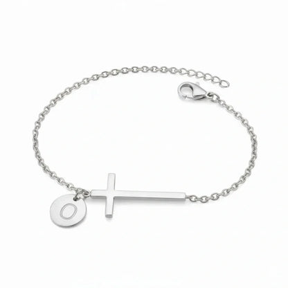 Elodryn™ Initial Sacred Bracelet – Personalized Cross