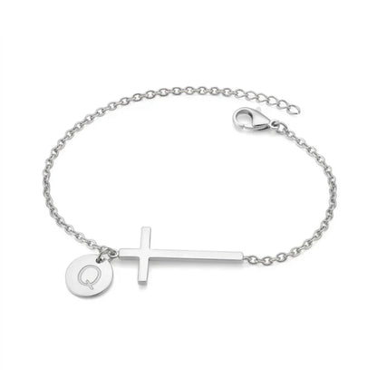 Elodryn™ Initial Sacred Bracelet – Personalized Cross