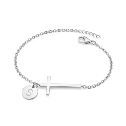 Elodryn™ Initial Sacred Bracelet – Personalized Cross