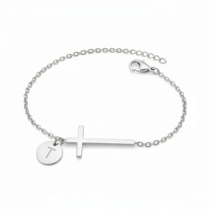 Elodryn™ Initial Sacred Bracelet – Personalized Cross
