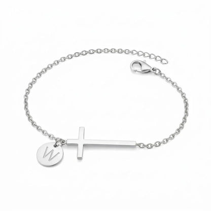 Elodryn™ Initial Sacred Bracelet – Personalized Cross