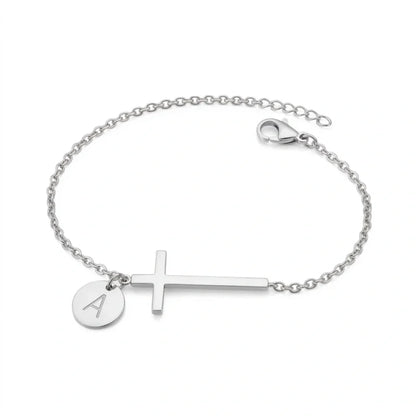 Elodryn™ Initial Sacred Bracelet – Personalized Cross