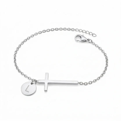 Elodryn™ Initial Sacred Bracelet – Personalized Cross